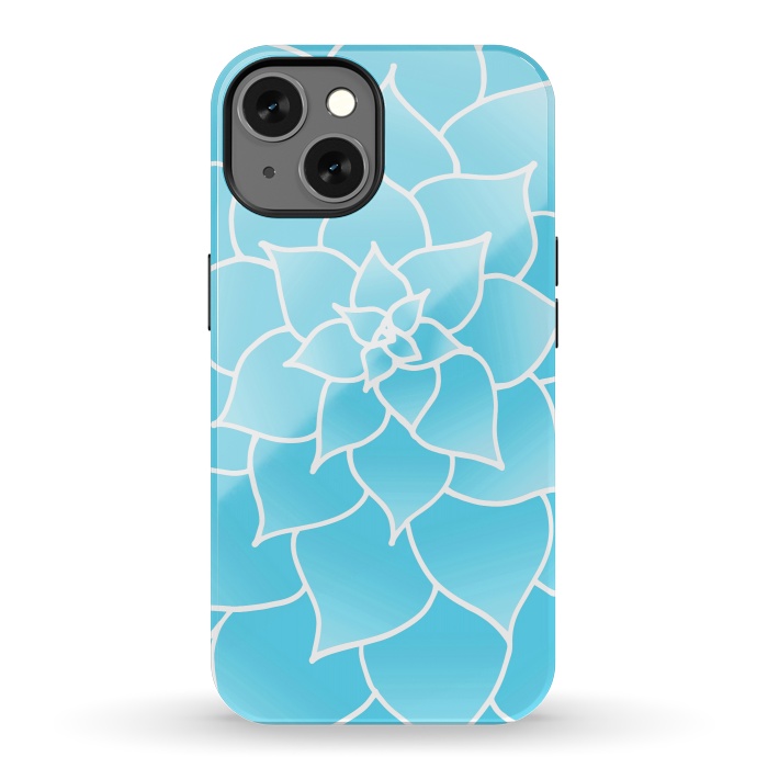 iPhone 13 StrongFit Abstract Blue Succulent Flower by Julie Erin Designs