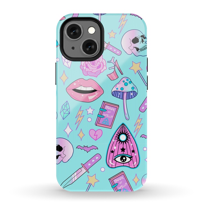 iPhone 13 mini StrongFit Girly Pastel Goth Witchy Kawaii Pattern by Luna Elizabeth Art