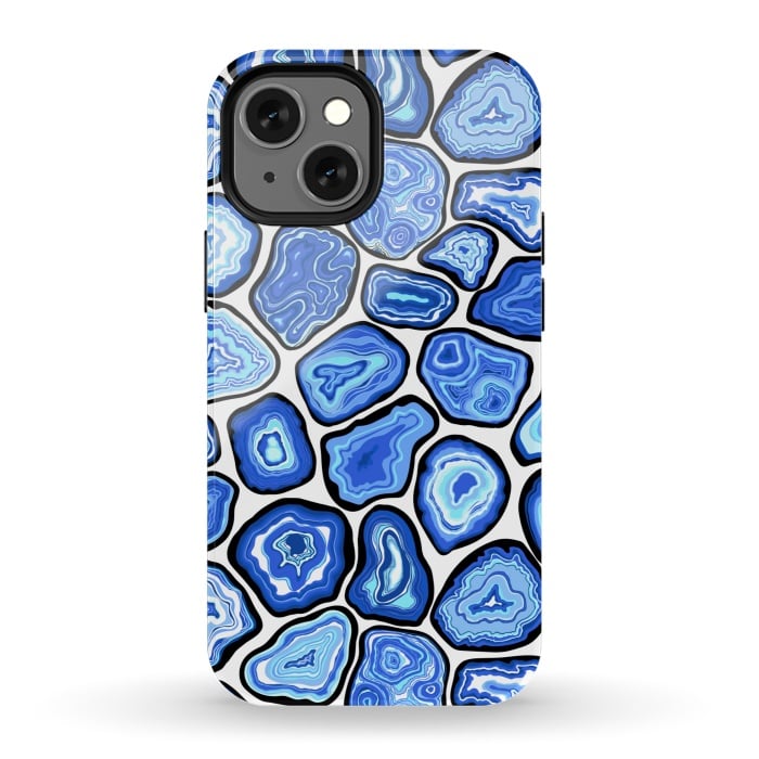 iPhone 13 mini StrongFit Blue agate slices by Katerina Kirilova