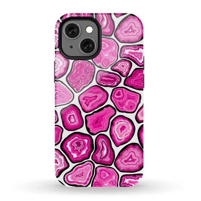 iPhone 13 mini StrongFit Pink agate slices by Katerina Kirilova
