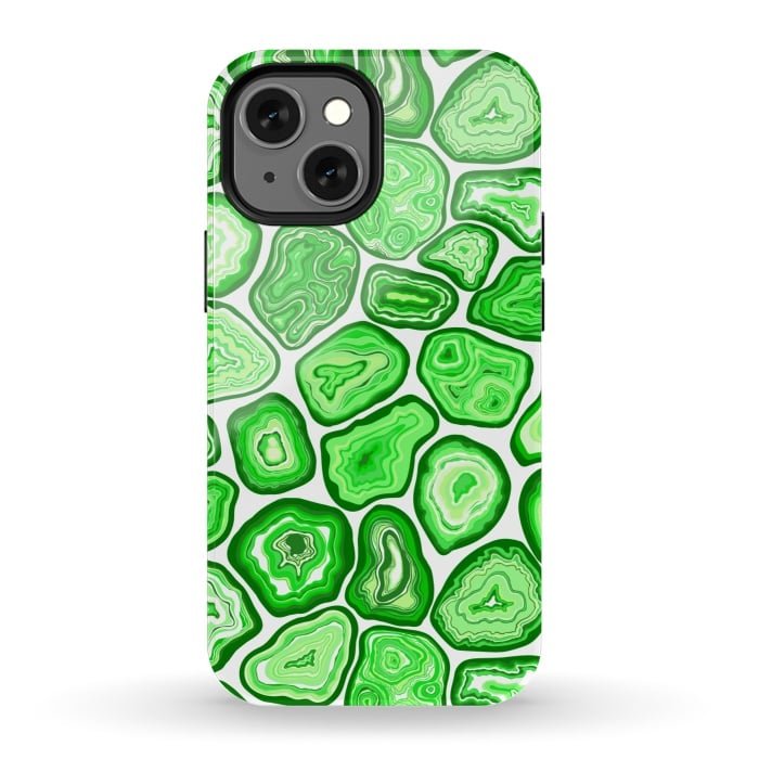 iPhone 13 mini StrongFit Green agate pattern by Katerina Kirilova