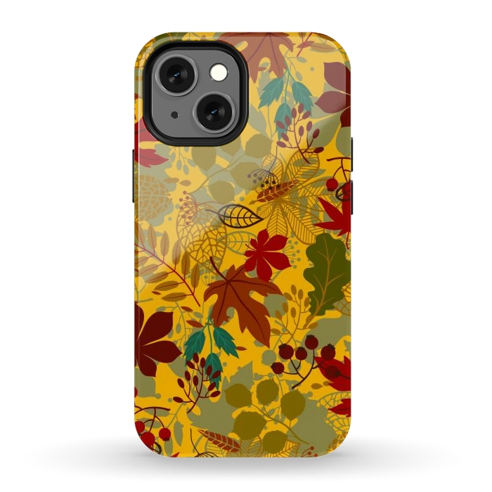 iPhone 13 mini StrongFit Leaves In Earth Tones Fall by ArtsCase