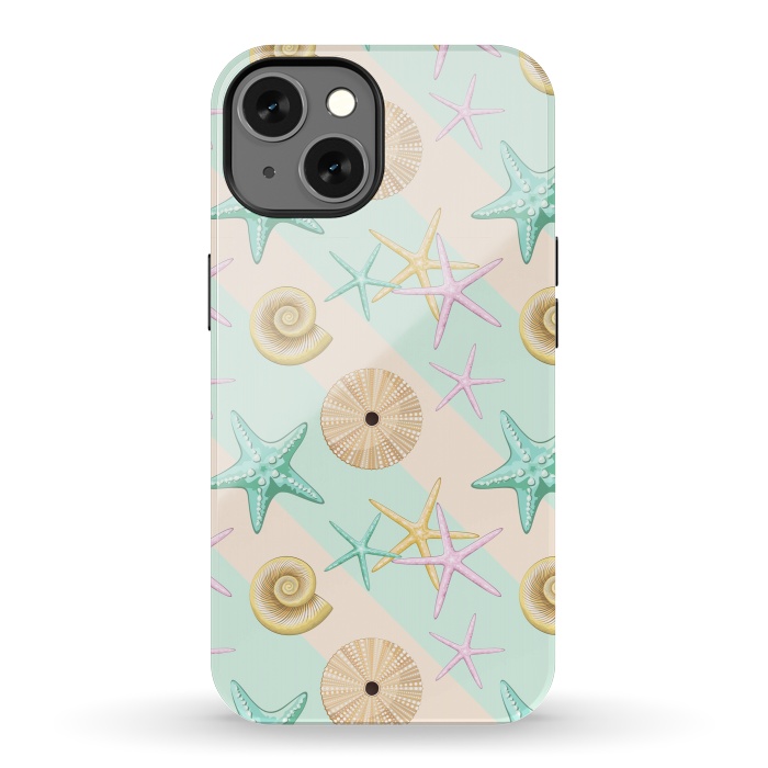 iPhone 13 StrongFit Seashells and starfish Beach Summer Pattern by BluedarkArt