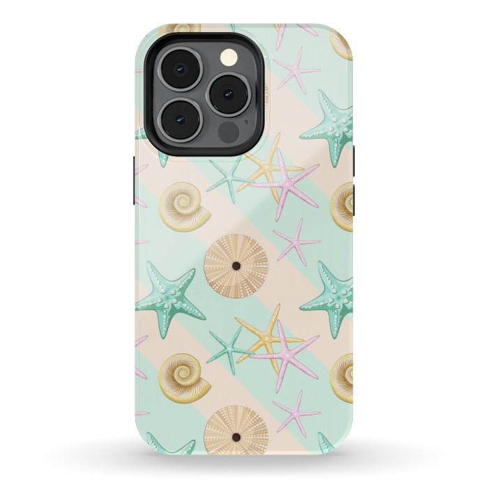 iPhone 13 pro StrongFit Seashells and starfish Beach Summer Pattern by BluedarkArt