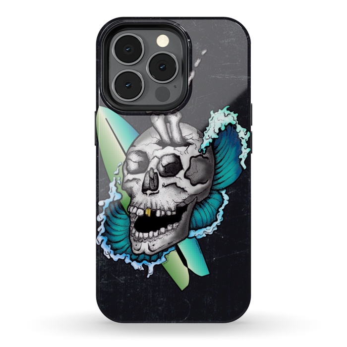 iPhone 13 pro StrongFit Surfs Up Skull by Gringoface Designs
