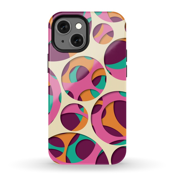 iPhone 13 mini StrongFit Paper Cutout Circles 005 by Jelena Obradovic