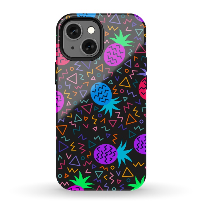 iPhone 13 mini StrongFit pineapples in neon for summer by ArtsCase
