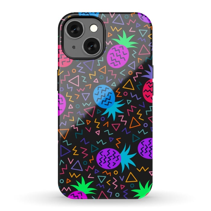 iPhone 13 StrongFit pineapples in neon for summer by ArtsCase