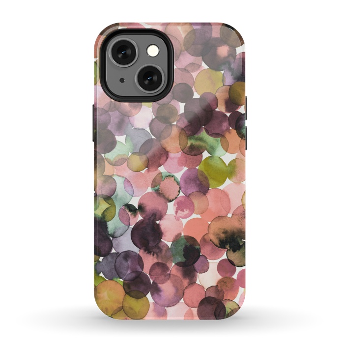 iPhone 13 mini StrongFit Overlapped Watercolor Pale Dots by Ninola Design