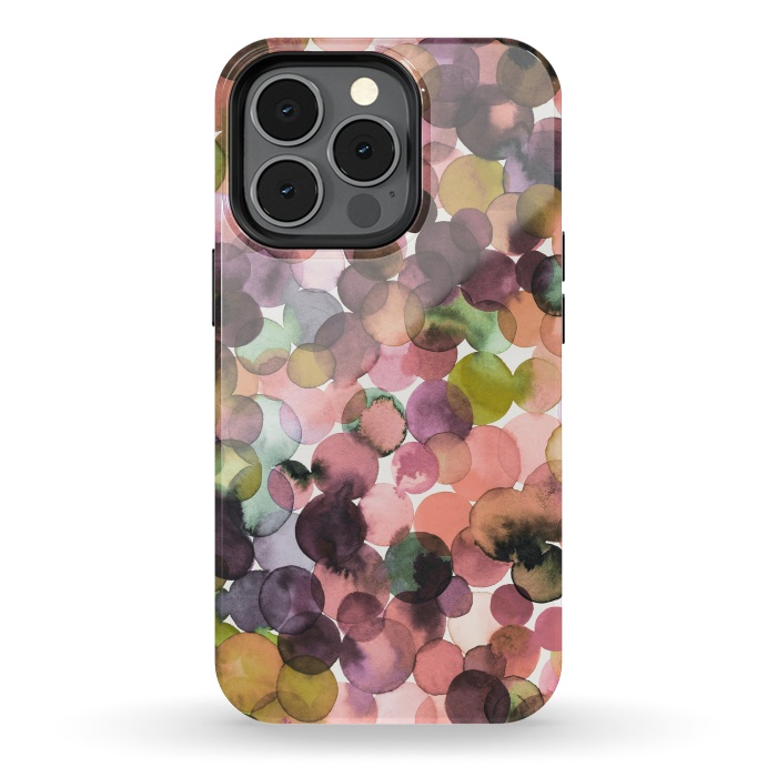 iPhone 13 pro StrongFit Overlapped Watercolor Pale Dots by Ninola Design