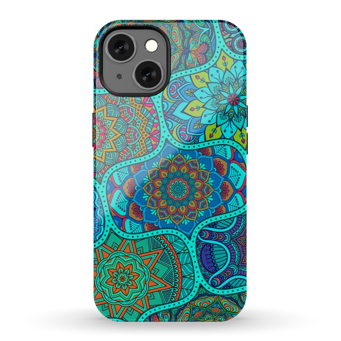 iPhone 13 StrongFit Modern Mandalas In Blue And Green by ArtsCase