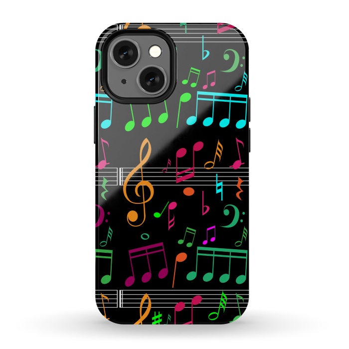 iPhone 13 mini StrongFit BLACK MUSICAL PATTERN  2 by MALLIKA