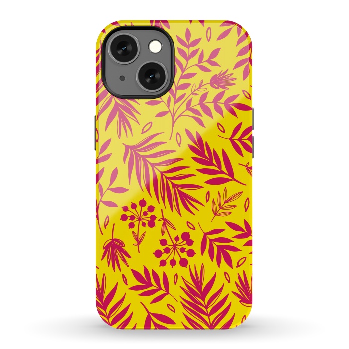 iPhone 13 StrongFit PINK YELLOW FLORAL PATTERN by MALLIKA