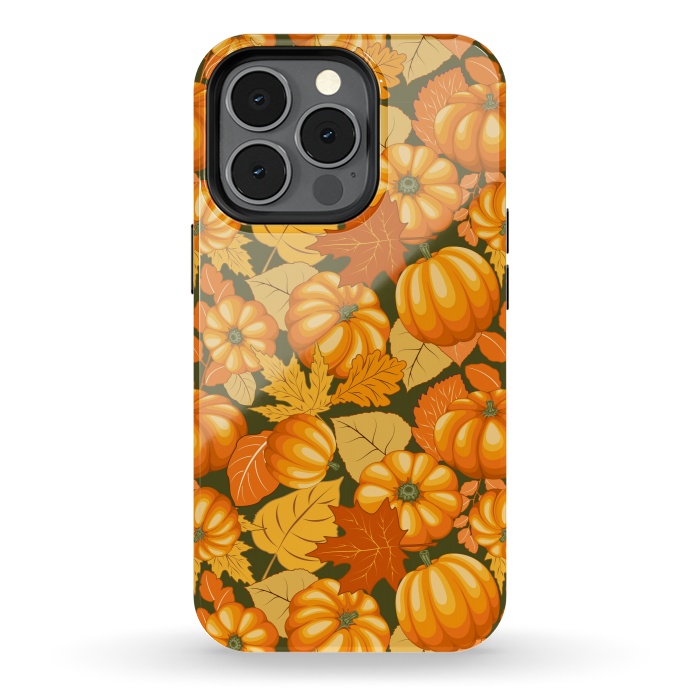 iPhone 13 pro StrongFit Pumpkins and Autumn Leaves Party by BluedarkArt