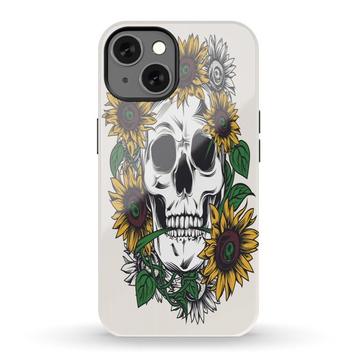 iPhone 13 StrongFit Skull Sunflower by Joanna Vog