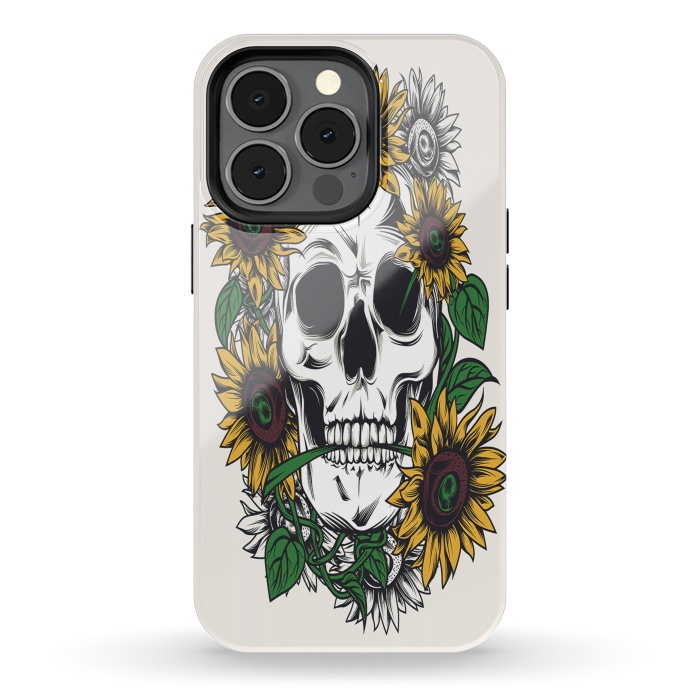 iPhone 13 pro StrongFit Skull Sunflower by Joanna Vog