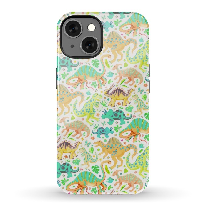 iPhone 13 StrongFit Happy Dinos in Citrus Colors by Micklyn Le Feuvre
