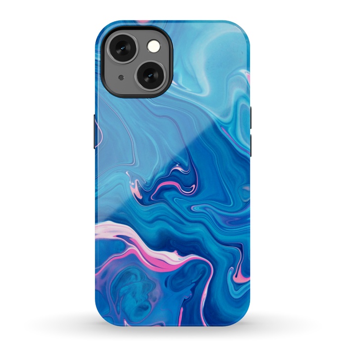 iPhone 13 StrongFit Abstract Marble Painting Blue Pink Orange by ArtsCase