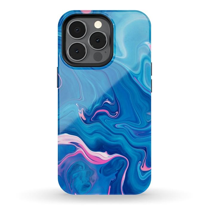 iPhone 13 pro StrongFit Abstract Marble Painting Blue Pink Orange by ArtsCase