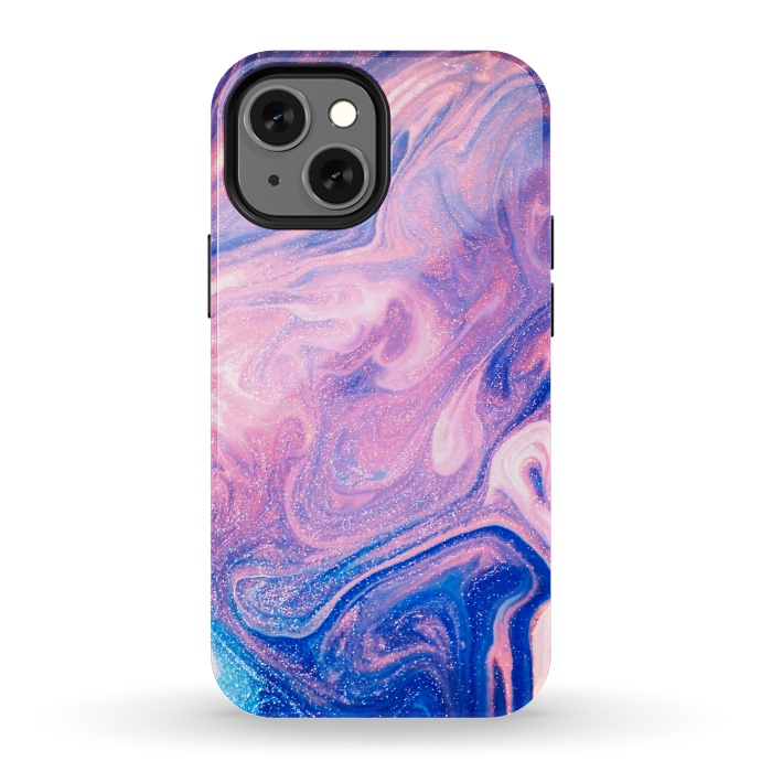 iPhone 13 mini StrongFit Pink and Blue Marbling art by ArtsCase