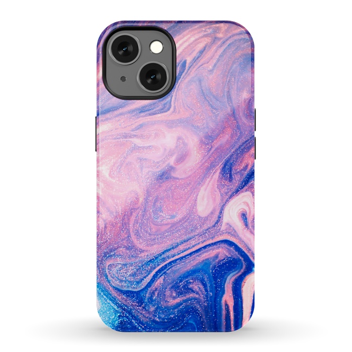 iPhone 13 StrongFit Pink and Blue Marbling art by ArtsCase