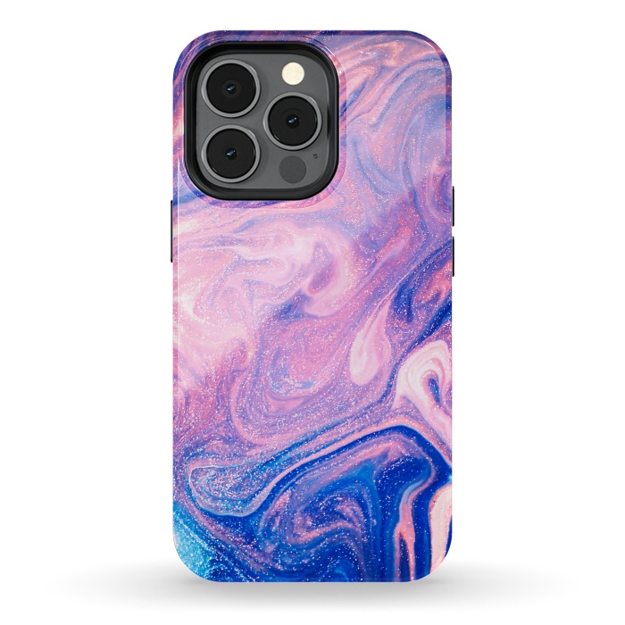 iPhone 13 pro StrongFit Pink and Blue Marbling art by ArtsCase