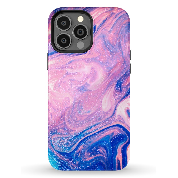 iPhone 13 Pro Max StrongFit Pink and Blue Marbling art by ArtsCase