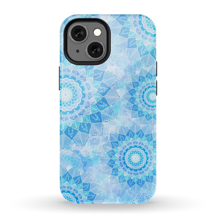 iPhone 13 mini StrongFit Blue flower mandalas by Jms