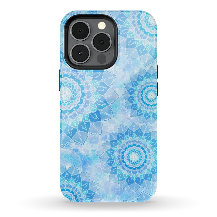 iPhone 13 pro StrongFit Blue flower mandalas by Jms