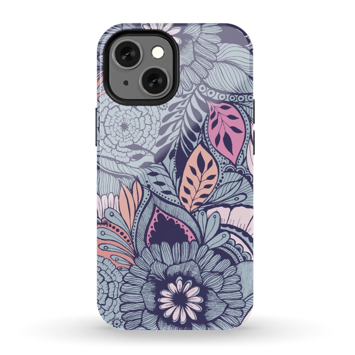 iPhone 13 mini StrongFit Blue Floral by Rose Halsey