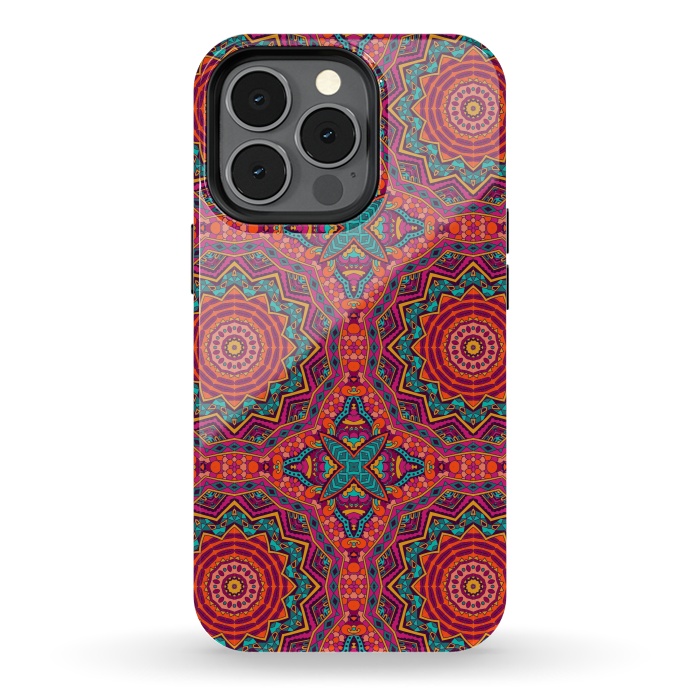 iPhone 13 pro StrongFit Mosaic mandalas with earth colors by ArtsCase