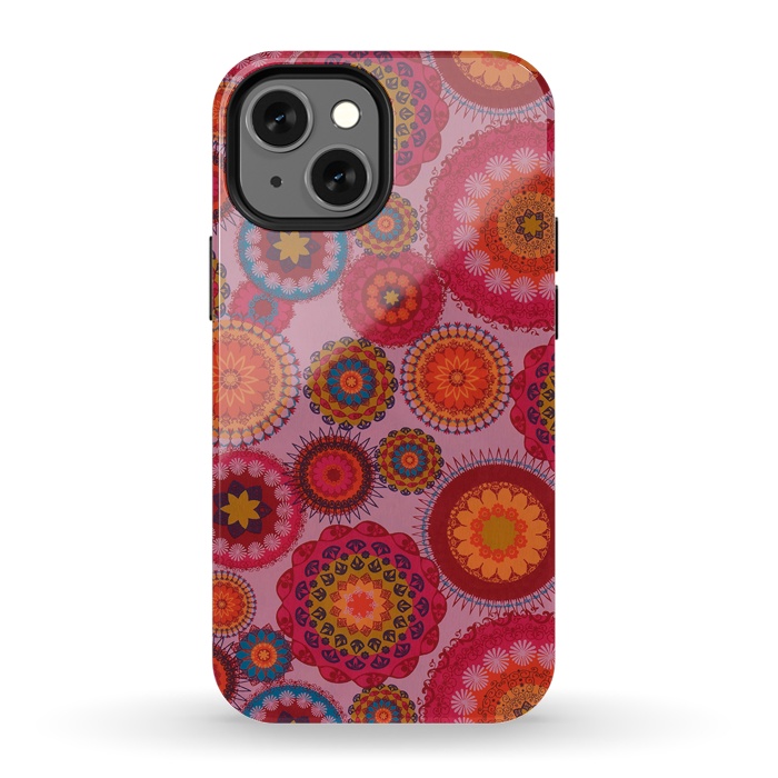 iPhone 13 mini StrongFit scattered mosaics in magenta by ArtsCase