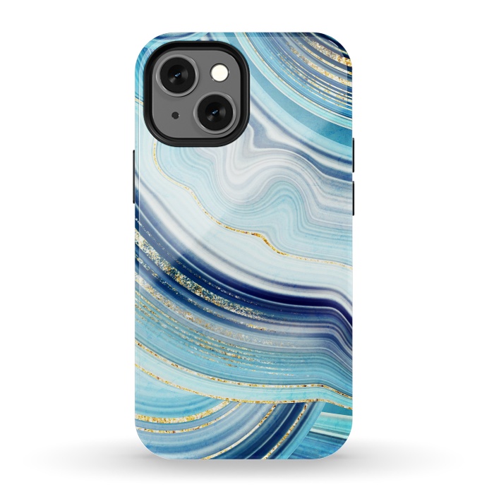 iPhone 13 mini StrongFit Marble Design with gold veins, painted artificial marbled by ArtsCase