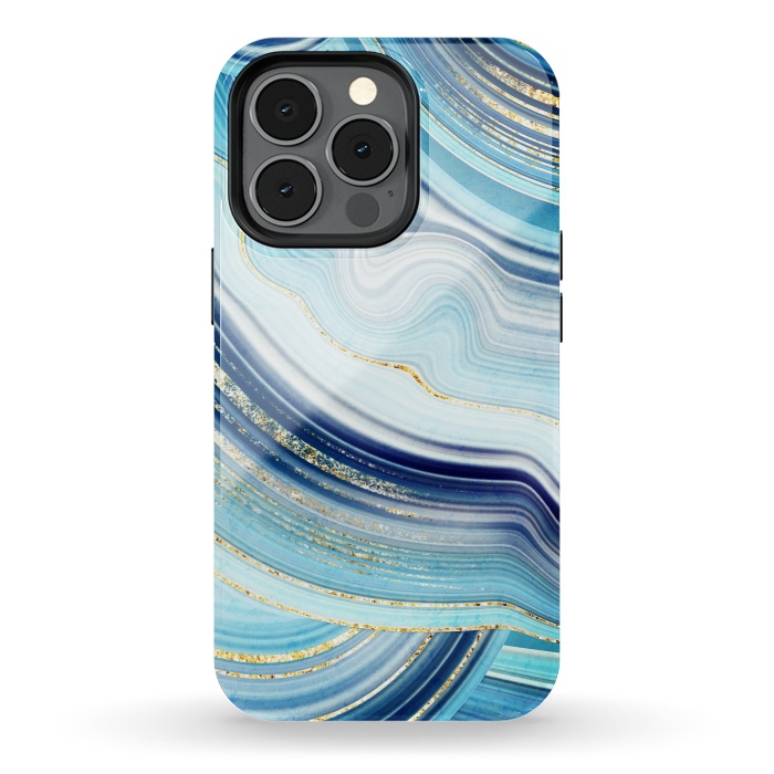 iPhone 13 pro StrongFit Marble Design with gold veins, painted artificial marbled by ArtsCase