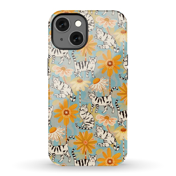 iPhone 13 StrongFit Daisy Cats - Baby Blue  by Tigatiga