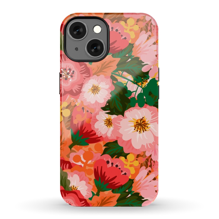 iPhone 13 StrongFit Bouquet of flowers in pom poms and dahlias by ArtsCase