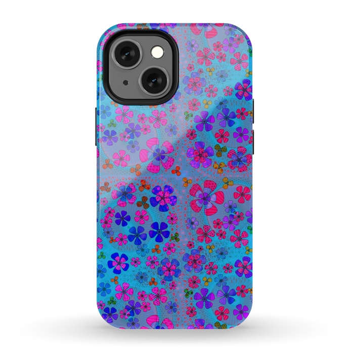 iPhone 13 mini StrongFit psychedelic flowers in summer by ArtsCase
