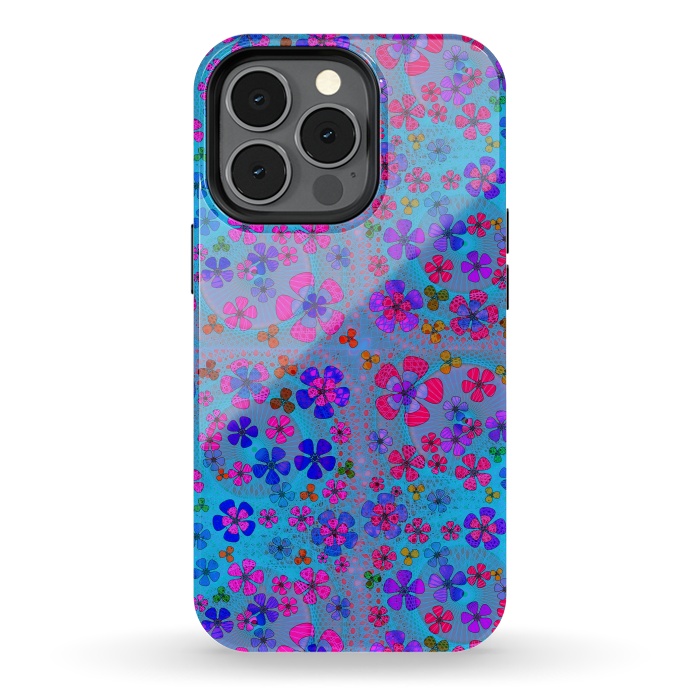 iPhone 13 pro StrongFit psychedelic flowers in summer by ArtsCase