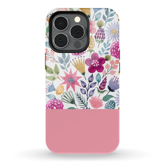iPhone 13 pro StrongFit watercolor flowers for summer by ArtsCase