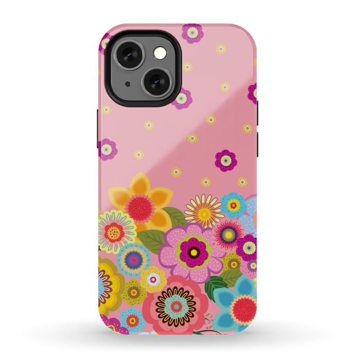 iPhone 13 mini StrongFit assorted spring flowers by ArtsCase