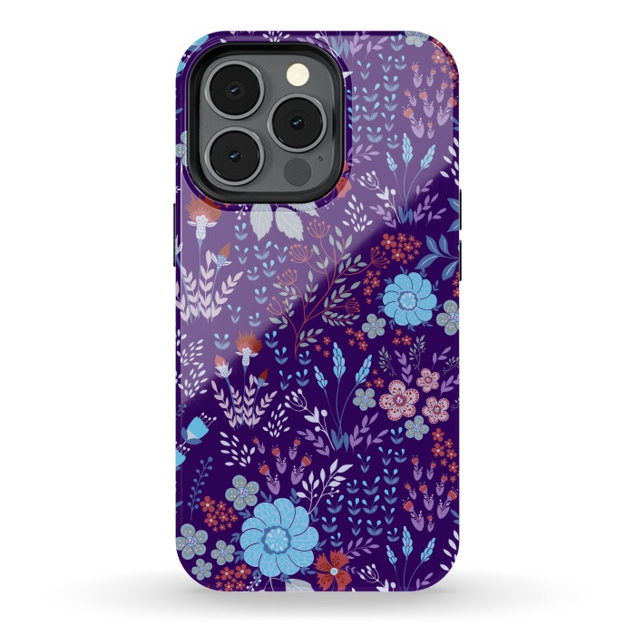 iPhone 13 pro StrongFit tiny flowers in cold colors by ArtsCase