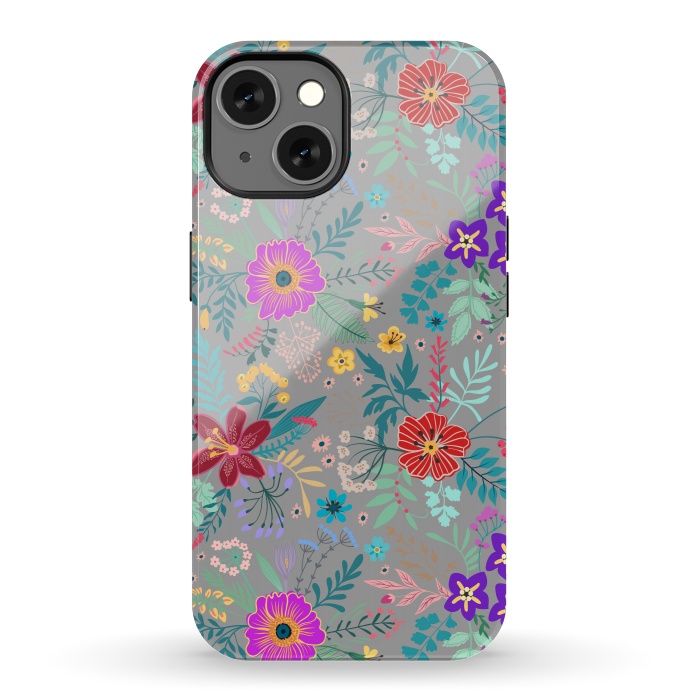 iPhone 13 StrongFit flower patterns on gray background by ArtsCase