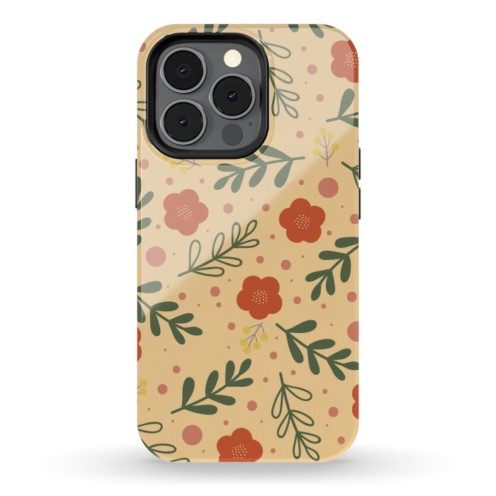 iPhone 13 pro StrongFit orange flowers for october by ArtsCase