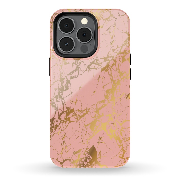 iPhone 13 pro StrongFit Salmon with golden details by ArtsCase