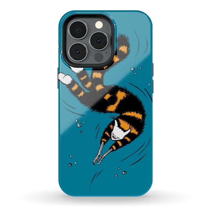 iPhone 13 pro StrongFit Funny Cat Creature With Skeleton Hands Swimming by Boriana Giormova
