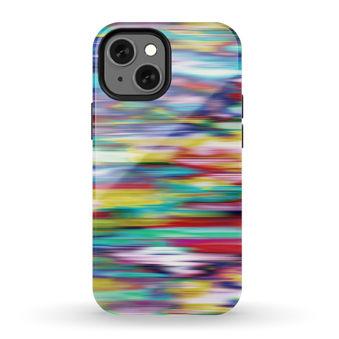 iPhone 13 mini StrongFit Ikat Blurred Stripes Multicolor by Ninola Design