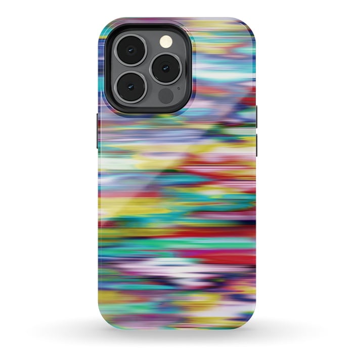 iPhone 13 pro StrongFit Ikat Blurred Stripes Multicolor by Ninola Design