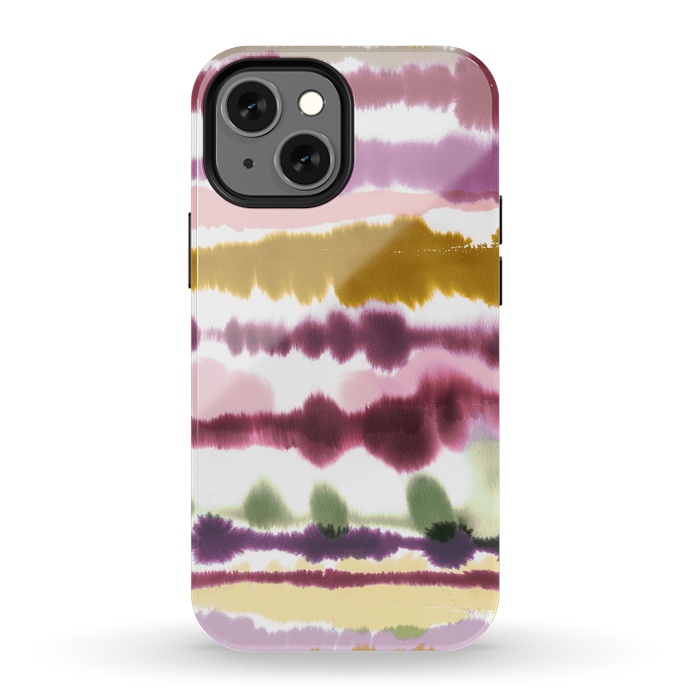 iPhone 13 mini StrongFit Soft Watercolor Lines Gold by Ninola Design