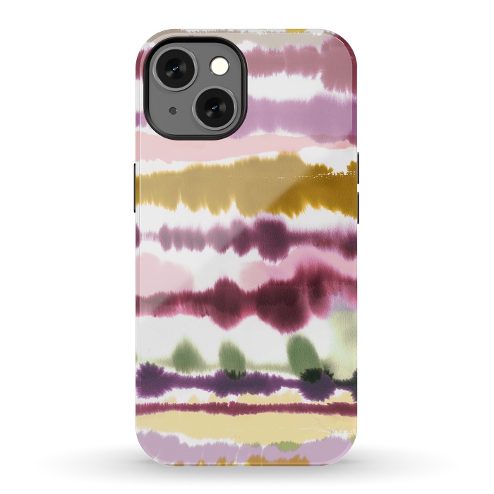 iPhone 13 StrongFit Soft Watercolor Lines Gold by Ninola Design