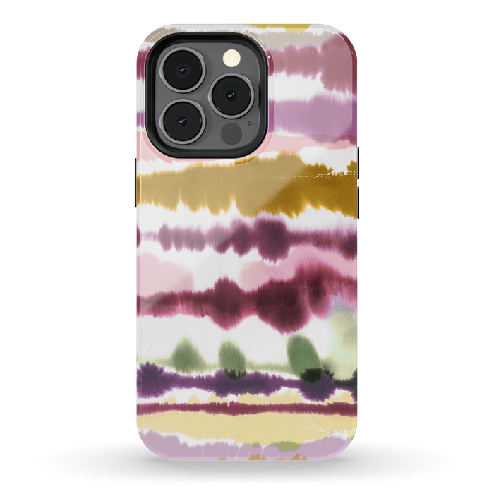 iPhone 13 pro StrongFit Soft Watercolor Lines Gold by Ninola Design